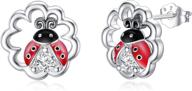 🐴 flpruy 925 sterling silver hypoallergenic horseshoe/ladybug stud earrings - cute animal cz horse design - lucky gifts for women & girls logo