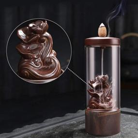 img 2 attached to Bvknrre Ceramic Backflow Incense Holder with 100 Backflow Incense Cones - Lotus Waterfall Windproof Incense Fountain Burner for Home Office Yoga Aromatherapy Ornament Decor