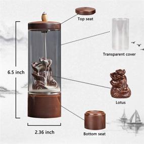 img 1 attached to Bvknrre Ceramic Backflow Incense Holder with 100 Backflow Incense Cones - Lotus Waterfall Windproof Incense Fountain Burner for Home Office Yoga Aromatherapy Ornament Decor