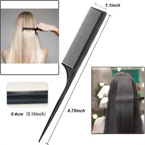 img 2 attached to Versatile Hair Barber Comb Set for All Hair Types - Including Professional Teasing Comb, Fine & Wide Tooth Carbon Fiber Cutting Comb, Styling Comb, Hairdressing Comb