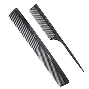 img 4 attached to Versatile Hair Barber Comb Set for All Hair Types - Including Professional Teasing Comb, Fine & Wide Tooth Carbon Fiber Cutting Comb, Styling Comb, Hairdressing Comb