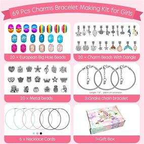 img 3 attached to 🧜 Unicorn and Mermaid Charm Bracelet Kit for Girls – DIY Jewelry Making with Candy Colored Unicorns