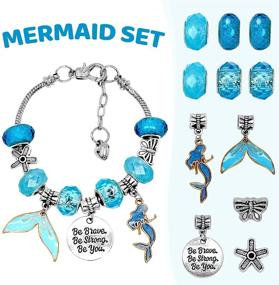 img 1 attached to 🧜 Unicorn and Mermaid Charm Bracelet Kit for Girls – DIY Jewelry Making with Candy Colored Unicorns