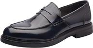 👞 navy men's allonsi archard loafers: genuine slip-on shoes with style logo