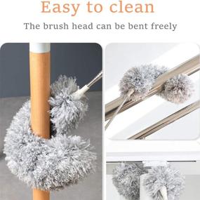 img 1 attached to 🧹 Long Reach Microfiber Duster with Extendable Pole (30-100 in), Ceiling Fan & Furniture Cleaner, Washable, Flexible Head, for High Ceilings, Cobwebs & More
