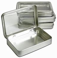 📦 7oz metal tin box: clear top, silver hinged blank storage case for crafts & survival kits (4-pack) logo