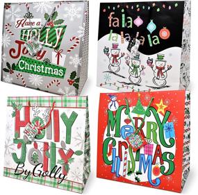 img 4 attached to 🎁 Gorgeous Set of 12 Oversize Christmas Jumbo Gift Bags for Extra-Large Presents with Coordinating Gift Tags