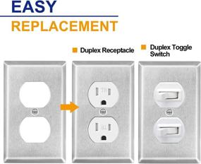 img 1 attached to 🔋 ABBOTECH 1-Gang Duplex Stainless Steel Wall Plates, 10 Pack - Corrosion Resistant, Silver Outlet Covers, Standard Size