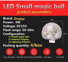 img 4 attached to 4pc/Box, Onejay, LED Small Magic Ball, Micro USB Mini RGB LED Bulb 4W Stage Light Sound Control Club Pub Disco Party Music Crystal, for Android or iPhone (4lamp+4Lighting+4Mirco), SEO-Optimized