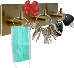 img 4 attached to 🔑 Gold Finish Key Holder for Wall with 3 Hooks ~ Multi-purpose Key Hook for Wall - Coat Hanger, Purse Hanger, Towel Hook ~ Convenient Mount Key Hangers for Entryway, Bathroom, Living Room, Kitchen