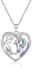 img 4 attached to Unicorn Necklace Hypoallergenic Rainbow Pendant