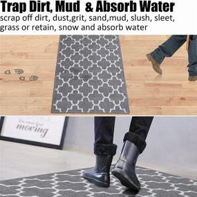 img 2 attached to 🚪 Highly Absorbent Indoor Doormat 36"x 59" with Non-Slip Rubber Backing - Low Profile-Grey Lantern Design - Washable Entrance Door Runner Rug - Keep Out Mud and Dirt
