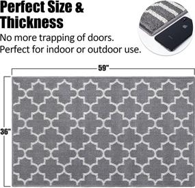 img 3 attached to 🚪 Highly Absorbent Indoor Doormat 36"x 59" with Non-Slip Rubber Backing - Low Profile-Grey Lantern Design - Washable Entrance Door Runner Rug - Keep Out Mud and Dirt