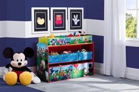 img 3 attached to 🐭 Disney Mickey Mouse Deluxe 9-Bin Toy Storage Organizer by Delta Children