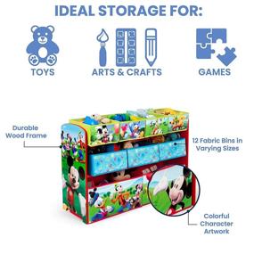 img 2 attached to 🐭 Disney Mickey Mouse Deluxe 9-Bin Toy Storage Organizer by Delta Children