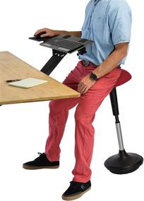 img 1 attached to 🪑 WOBBLE STOOL Standing Desk Balance Chair - Ergonomic Adjustable Height, Active Sitting Perch for Adults and Kids - Swiveling 360°, Leaning Support, Sit-Stand High Computer Chair
