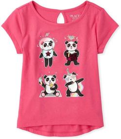 img 1 attached to 👚 The Children's Place Girls' Big Graphic Short Sleeve Keyhole T-Shirt: An Adorable Style for Fashionable Kids