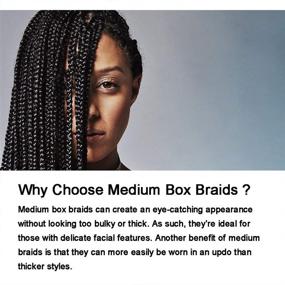 img 1 attached to 🔥 Ombre Box Braids Crochet Hair: Pre-Looped Crotchet Box Braids | 24 Inch Medium Box Braid with 22 Strands | Three Tones Heat Resistant Fiber Hair | Black 1B