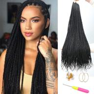 🔥 ombre box braids crochet hair: pre-looped crotchet box braids | 24 inch medium box braid with 22 strands | three tones heat resistant fiber hair | black 1b logo