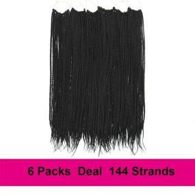 img 3 attached to 🔥 Ombre Box Braids Crochet Hair: Pre-Looped Crotchet Box Braids | 24 Inch Medium Box Braid with 22 Strands | Three Tones Heat Resistant Fiber Hair | Black 1B