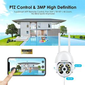 img 3 attached to Advanced Outdoor Wireless Home Security Camera System: 360° View, AIBOOSTPRO Pan-Tilt Surveillance, Motion Detection, 2-Way Audio, Color Night Vision, Waterproof