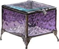 👝 purple glass jewelry box - decorative keepsake storage organizer trinket case gift for her - j devlin box 836 логотип