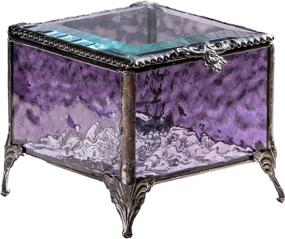 img 4 attached to 👝 Purple Glass Jewelry Box - Decorative Keepsake Storage Organizer Trinket Case Gift for Her - J Devlin Box 836
