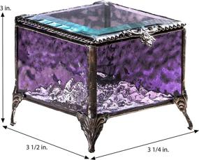 img 2 attached to 👝 Purple Glass Jewelry Box - Decorative Keepsake Storage Organizer Trinket Case Gift for Her - J Devlin Box 836