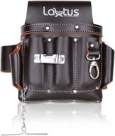 🛠️ lautus genuine top/full grain leather tool pouch bag for electricians/contractors, 10 pockets, 100% leather logo