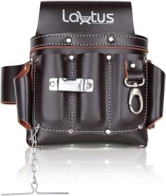 img 4 attached to 🛠️ Lautus Genuine Top/Full Grain Leather Tool Pouch Bag for Electricians/Contractors, 10 Pockets, 100% LEATHER