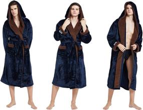 img 1 attached to 👘 Men's Lengthy Hooded Bathrobe Housecoat Nightgown Apparel