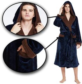 img 2 attached to 👘 Men's Lengthy Hooded Bathrobe Housecoat Nightgown Apparel