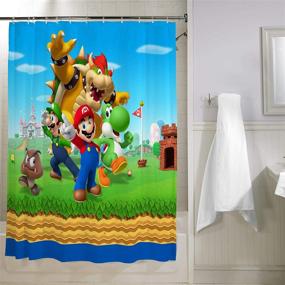 img 2 attached to 🚿 Занавеска для душа из ткани Super Mario - 72 дюйма x 72 дюйма - декор ванной комнаты для детей от Franco