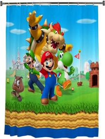 img 4 attached to 🚿 Super Mario Fabric Shower Curtain - 72 in x 72 in - Franco Kids Bathroom Decor
