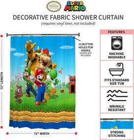 img 3 attached to 🚿 Занавеска для душа из ткани Super Mario - 72 дюйма x 72 дюйма - декор ванной комнаты для детей от Franco