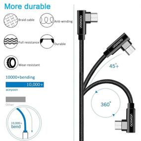 img 2 attached to 🔌 [3 шт] aceyoon Правый угловой USB C 1фут Плетеный 90 градусов USB к Тип С Локоть Зарядное устройство и Синхронизация данных Двойной L-образный Кабель USBC для Samsung Galaxy S8 S9 S10, Google Pixel 2 3 3XL, Huawei P30 P20 Mate20 и другие