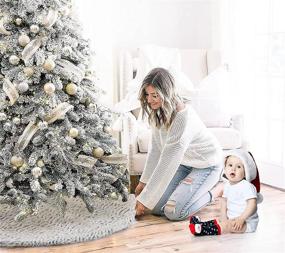 img 2 attached to 🎄 Chic and Cozy: yuboo Grey Fur Christmas Tree Skirt - 48 Inch Fluffy Furry Soft Mat for Fall and Christmas Home Decor