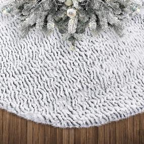 img 3 attached to 🎄 Chic and Cozy: yuboo Grey Fur Christmas Tree Skirt - 48 Inch Fluffy Furry Soft Mat for Fall and Christmas Home Decor