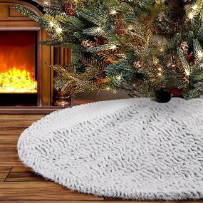 img 4 attached to 🎄 Chic and Cozy: yuboo Grey Fur Christmas Tree Skirt - 48 Inch Fluffy Furry Soft Mat for Fall and Christmas Home Decor