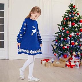 img 3 attached to Cute Little Girls Christmas Dress | Xmas Gifts: Knitted Sweater Dress, Long Sleeve, 2-9T