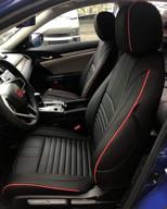 ekr custom car seat covers for honda civic hatchback 2016-2021 - stylish leatherette design in black with red trim logo