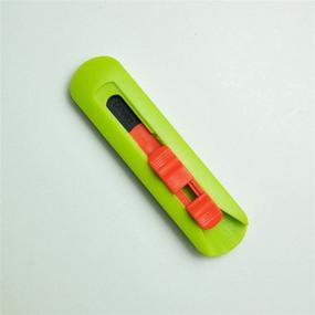 img 1 attached to 🔪 CANARY Small Blade Retractable Cardboard Box Cutter - Safety Serrated Round Tip Utility Knife with Non-stick Coated Blade, Made in Japan (Green)