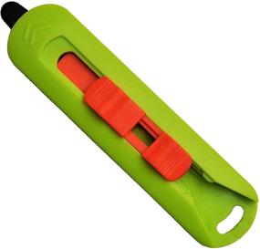 img 3 attached to 🔪 CANARY Small Blade Retractable Cardboard Box Cutter - Safety Serrated Round Tip Utility Knife with Non-stick Coated Blade, Made in Japan (Green)