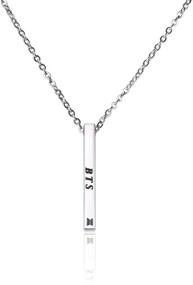 img 4 attached to 🎵 BTS Vertical Bar Necklace with Team Logo - Kpop Bangtan Boys Army Gift: Love Symbol & Member Name Necklace