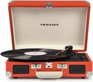 🧳 crosley cr8005d-or cruiser deluxe винтажный проигрыватель с чемоданом на 3 скорости и bluetooth: ярко-оранжевый цвет с современной технологией bluetooth. логотип