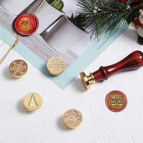 img 2 attached to 🎄 Set of 6 Christmas Wax Seal Stamps with Copper Seals, Including Wooden Handle - Ideal for Enhancing Cards, Envelopes, Invitations, and Wine Packages