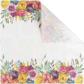 img 1 attached to 🌸 100 Pack of 6.5 Inch Floral Paper Napkins for Bridal Shower and Birthday Party Supplies