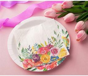 img 2 attached to 🌸 100 Pack of 6.5 Inch Floral Paper Napkins for Bridal Shower and Birthday Party Supplies