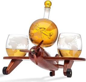 img 4 attached to 🌎 Godinger Airplane Globe Whiskey Decanter Set with 2 World Whiskey Glasses - for Liquor, Scotch, Bourbon, Vodka