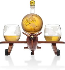 img 3 attached to 🌎 Godinger Airplane Globe Whiskey Decanter Set with 2 World Whiskey Glasses - for Liquor, Scotch, Bourbon, Vodka